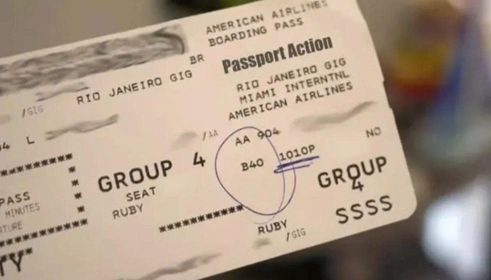 A passenger's boarding pass with the SSSS symbol. Photo: Unilad